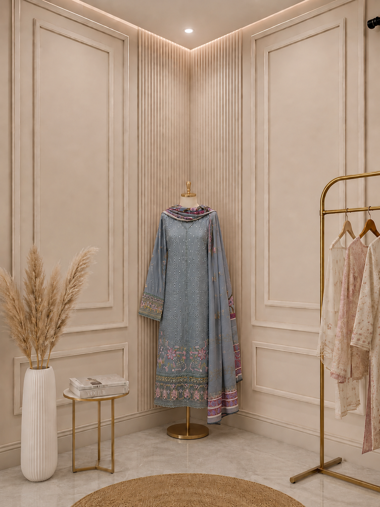 SAFIRA 1002 | Designer Embroidered Pakistani Suit Set (M)
