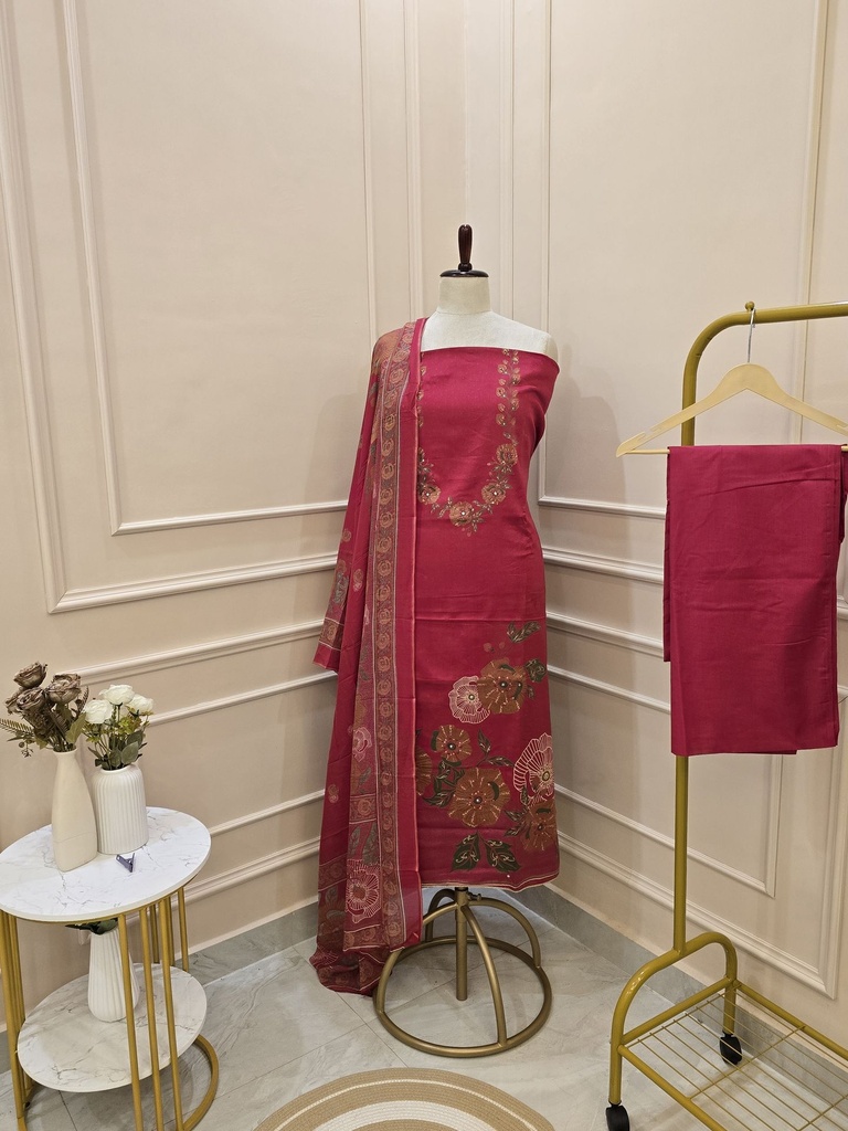 SAFIRA 1029 | Luxury Unstitched Printed & Embroidered Suit Set (Magenta)