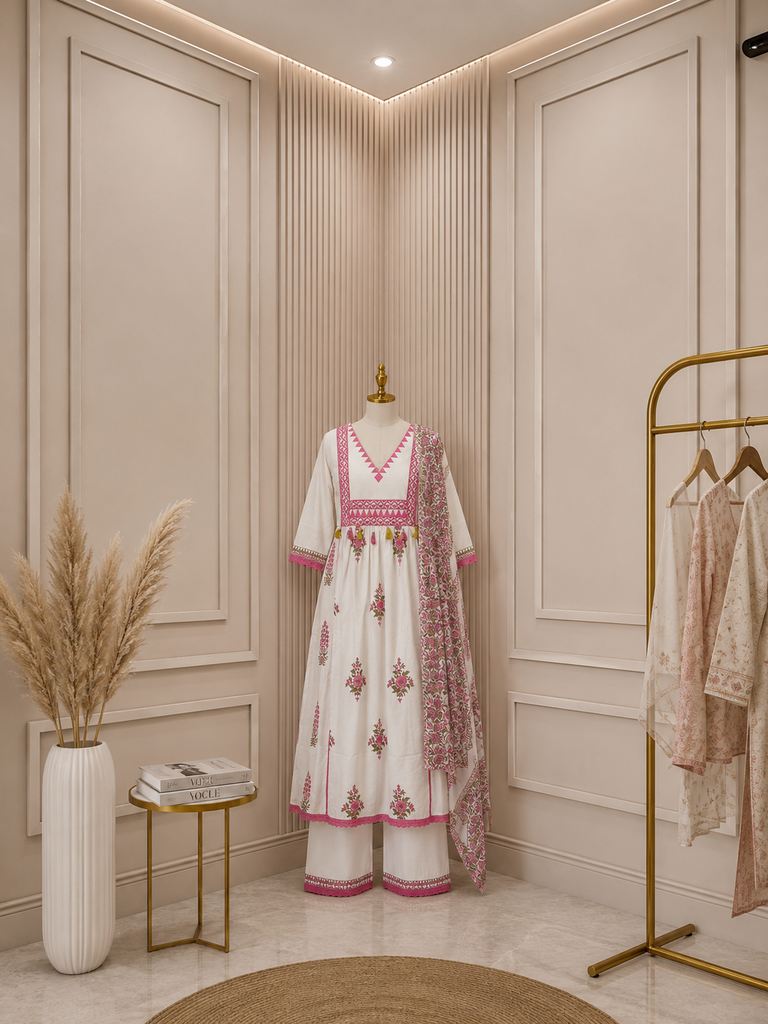 SAFIRA 1004 | Premium Cotton A-Line Suit Set