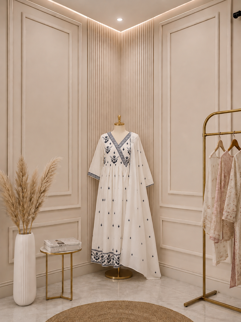 SAFIRA 1008 | Designer Angrakha-Style Frock Suit Set (M)
